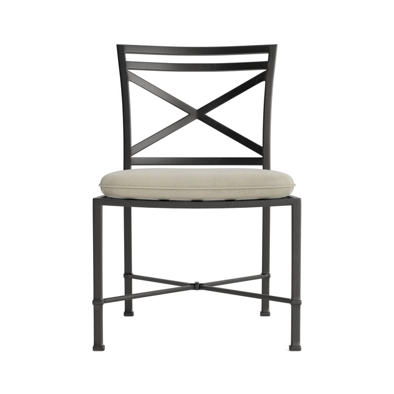 Venetian Outdoor Dining Side Chair, Fusion Moccasian, Textured Pewter, Brown
