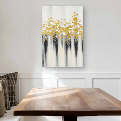 Small golden spots - Abstract Gray Metal Print for Home Decor