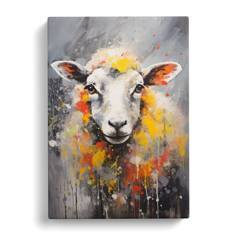 Sheep Gestural No.3 - Wrapped Canvas, 50cm H x 35cm W x 3cm D