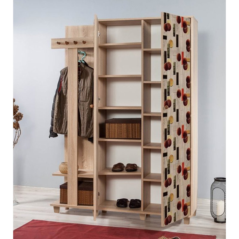 Portemanteau avec rangement pour chaussures Newark, Brun/beige