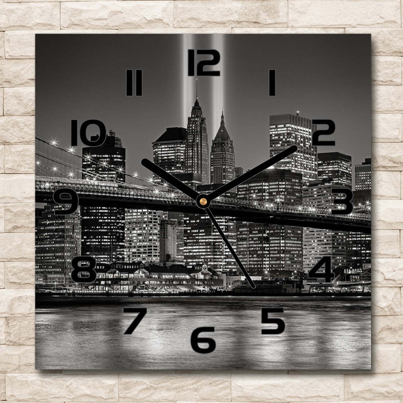 Glass Wall Clock, Black/Grey/White
