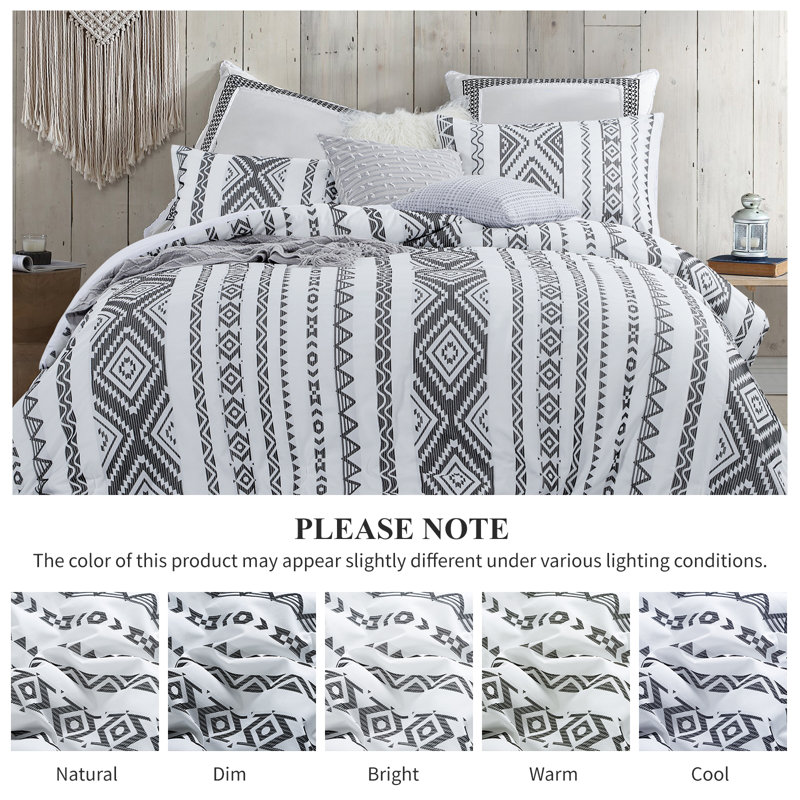 Queen Black and White Microfiber Reversible Comforter Set