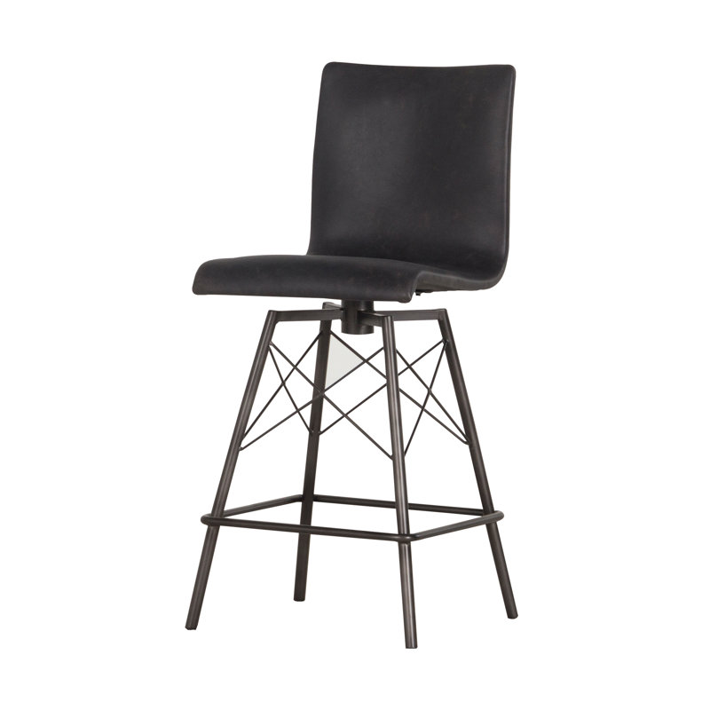 Tabouret de bar pivotant, Cuir fleur Rialto, Tabouret de comptoir (siège d'une hauteur de 26 p