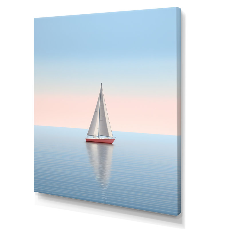 «Coastal Calm» rose et bleu photo de voilier I sur toile, H 20 po x l 12 po x P 1 po, Toile tendue