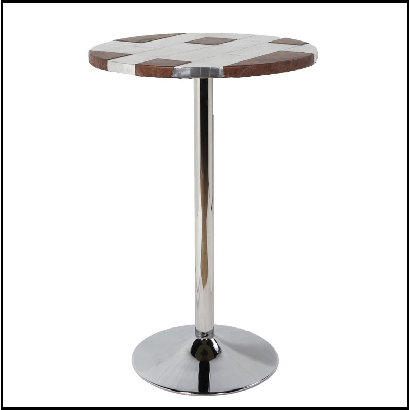 Table de bar à piédestal rétro en aluminium et brun