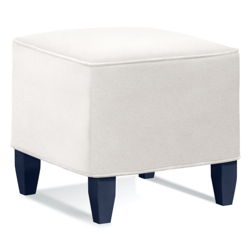Brooklyn Square Ottoman, Elite Ivory 100% Polyester, Nickel