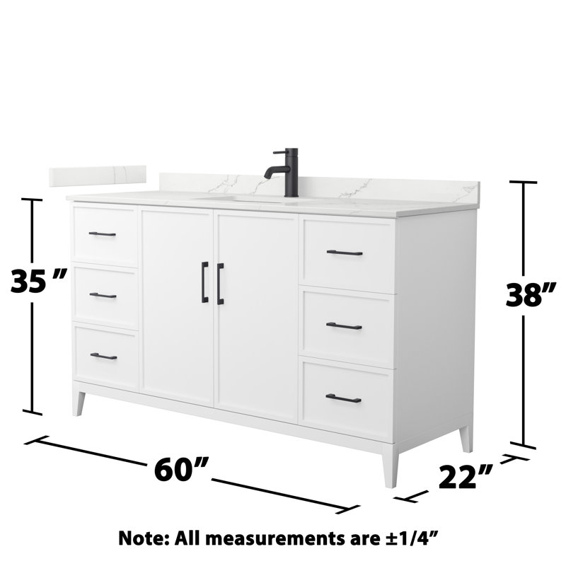 Elan 60'' W Vanity, White, Matte Black, Single