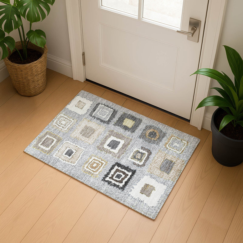 Premium Machine Washable Ariel Geometric Rug, Rectangle 1'8" x 2'6"