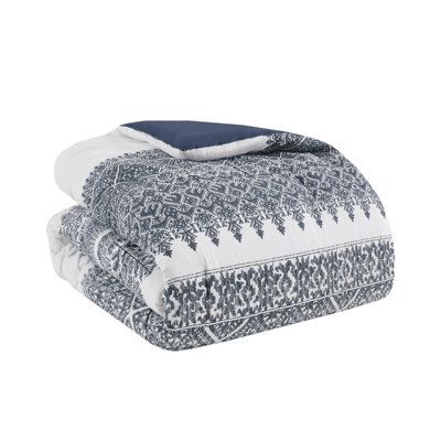 Farmhouse Navy Cotton Bedding Set With Chenille Tufting For Home
