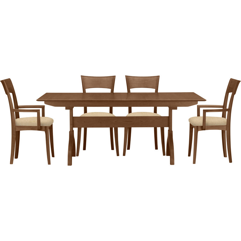 Sarah 5 - Piece Dining Set, Saddle Cherry, Coffee Leather