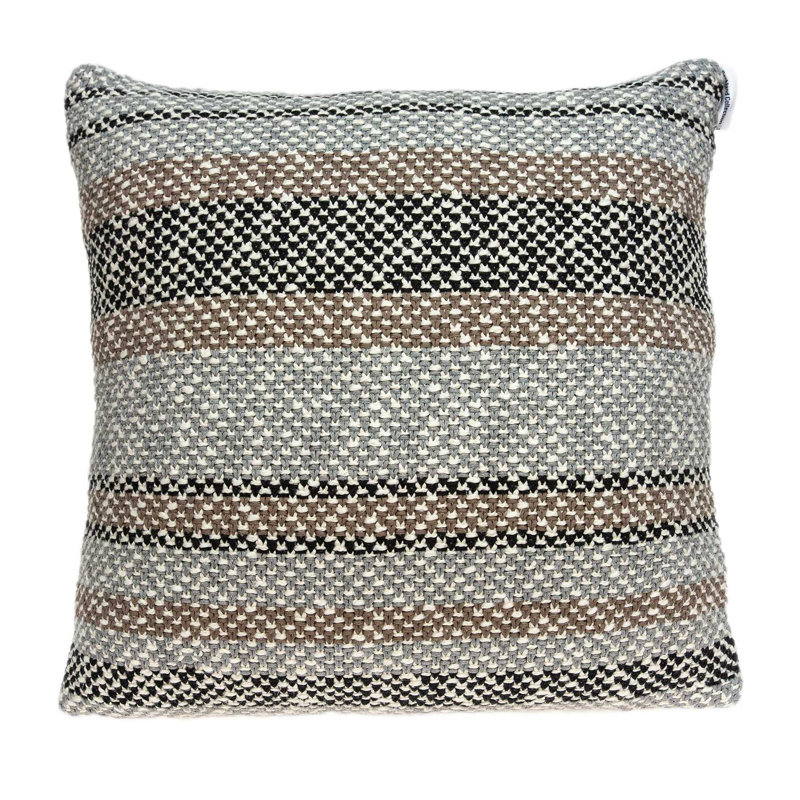 Striped Cotton Reversible Throw Pillow, Polyester/Polyfill, Gray