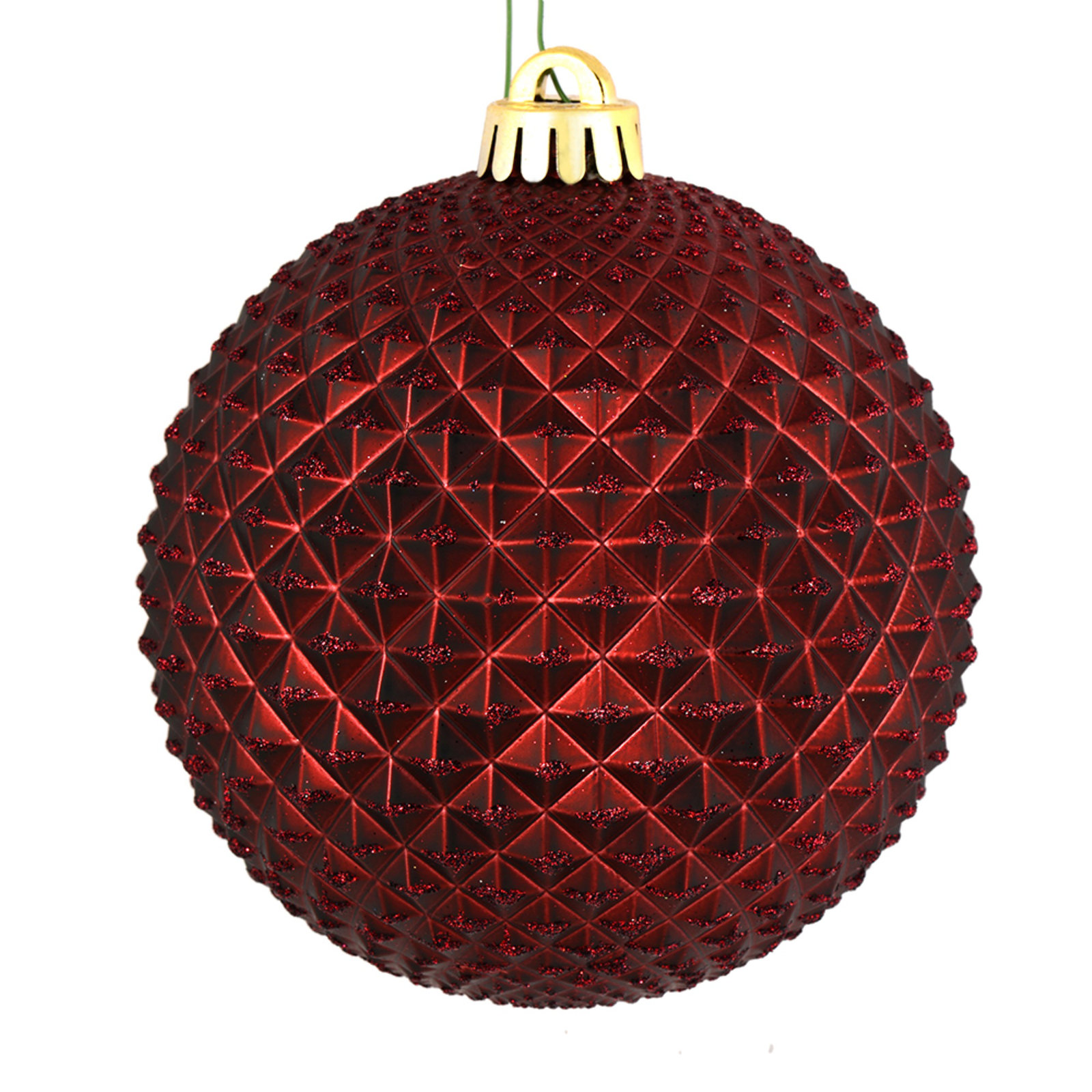 Durian Glitter Ball Ornament, Burgundy