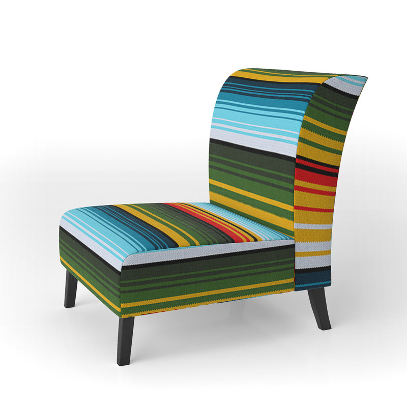 Fauteuil de chambre rembourré multicolore à rayures grunge