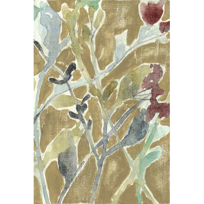 " Flowers On Ochre II " by Jennifer Goldberger Painting Print