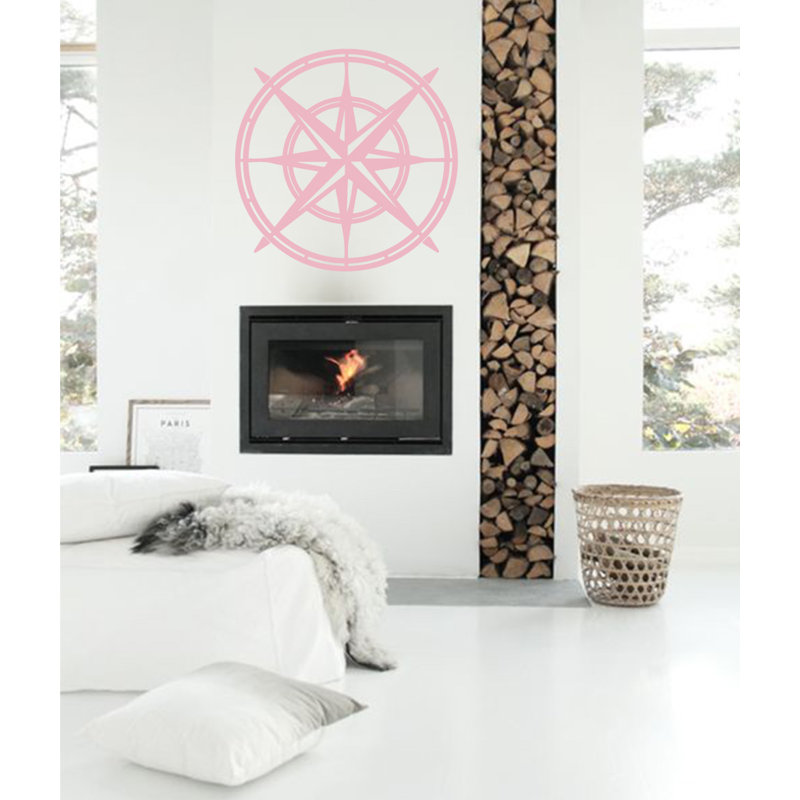 Décalcomanie murale boussole north star, Rose œillet, H 38 po x l 38 po x P 0,01 po