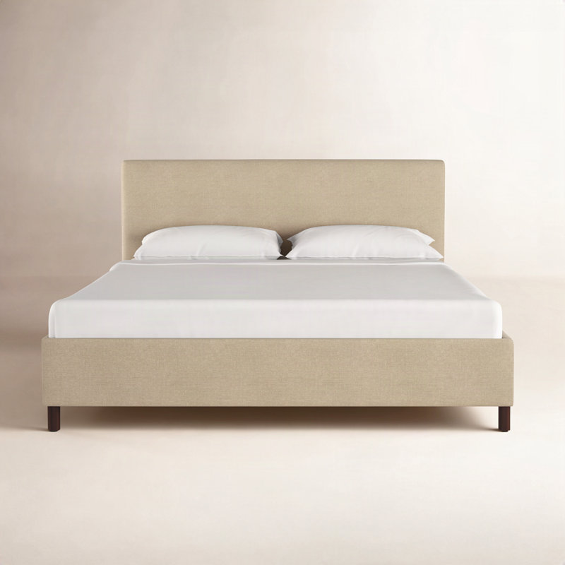 Lit plateforme tapissier Pyburn, Simple, Classic Sandstone Linen