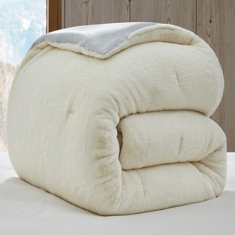 Coma Inducer Chunky Sweater Whiteout Blizzard Gray Oversized Comforter Set, King Comforter + 2 King Shams