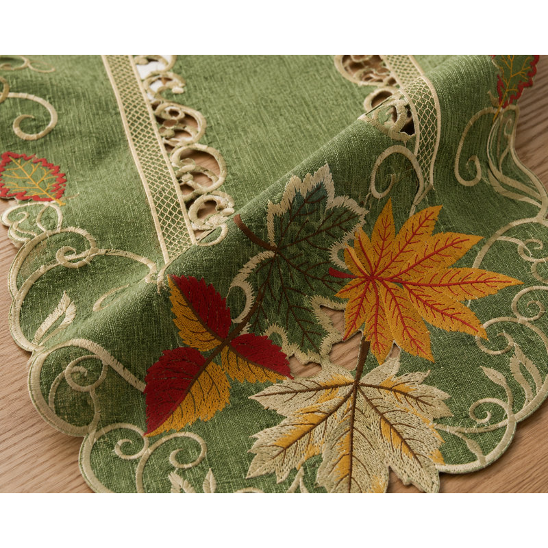Weiler Embroidered Cutwork Fall Table Runner