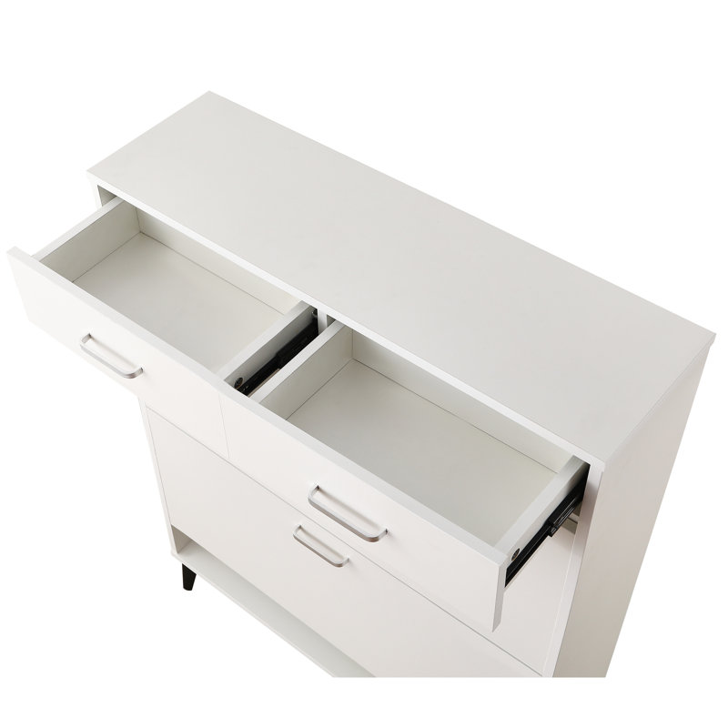 Functional Entryway Shoe Cabinet With Foldable Compartments - White Versatile Hallway Rack Drawers