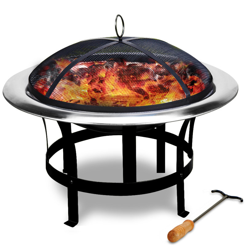 Nathanael Round Steel Wood Burning Smokeless Fire Pit