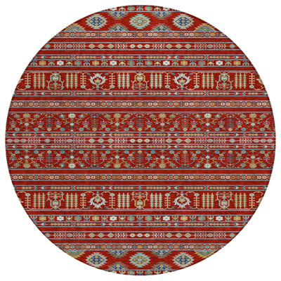 Machine Washable Indoor/Outdoor Gursevak ACN2244 Navajo Rug