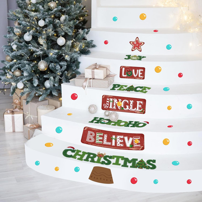 Arbre de Noël et attaches de porte, autocollants muraux de citations joyeuses, ensemble de décoration de babillard