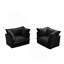 Ensemble de 2 fauteuils avec housse, fauteuil d'appoint à siège profond pour salon, salle de lecture, chambre à coucher et espaces de travail, avec grands coussins moelleux, tissu chenille, noir-595394866