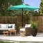 Parasol de patio 6,5 pi x 10 pi, filet de protection, manivelle et inclinaison variable, parasol de table d'extérieur bleu sarcelle de 10 pi, 50+, inclinaison,