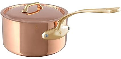 Casserole avec couvercle, poignée en laiton mauvais 1,8 pi