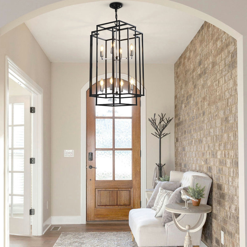 8-Light Square / Rectangle Chandelier Modern Black Geometric Chandelie Light Fixture for Dining Room, Kitchen Island, or Entryway