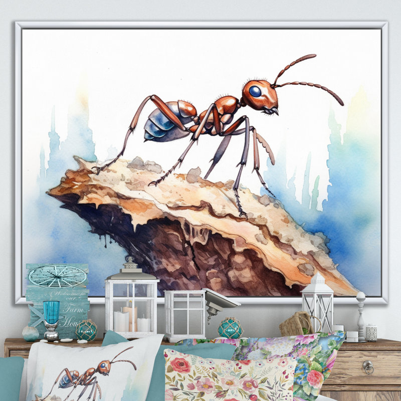 «Tiny Ant I» sur toile, H 16 po x l 32 po x P 1 po, Cadre flottant blanc