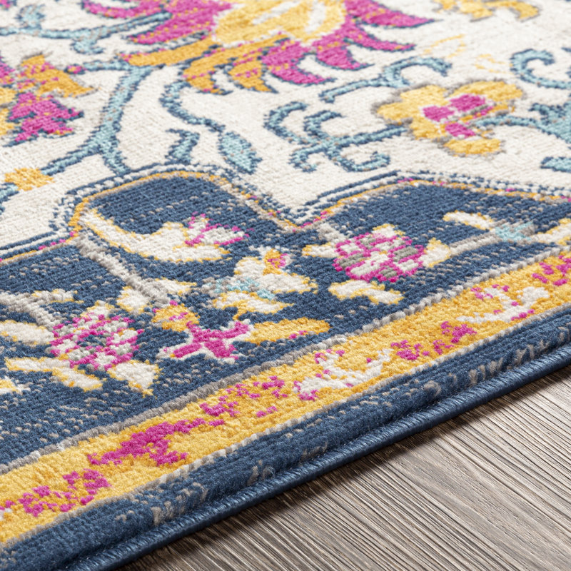 Tapis safran / rose Fleeman, Rectangle 6 pi 7 po x 9 pi