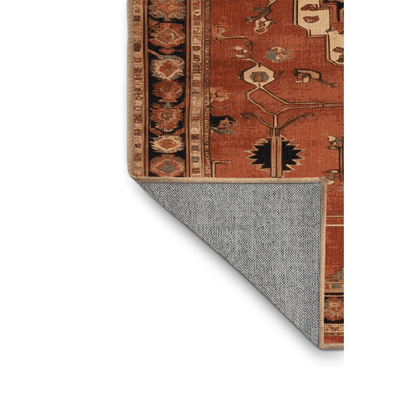 Tapis brun lavable à la machine, Rond 3 pi