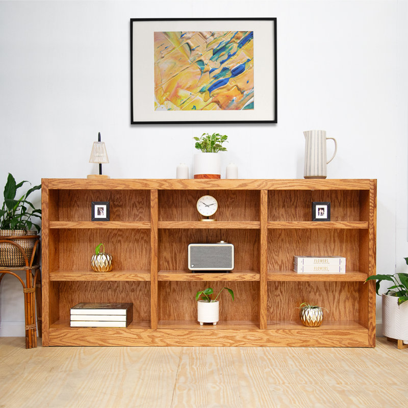 Orient Triple Wide Wood Bookcase, 9 Bookshelf, 36 inch Tall Storage and Display Bookshelf for Home Office and Living Room