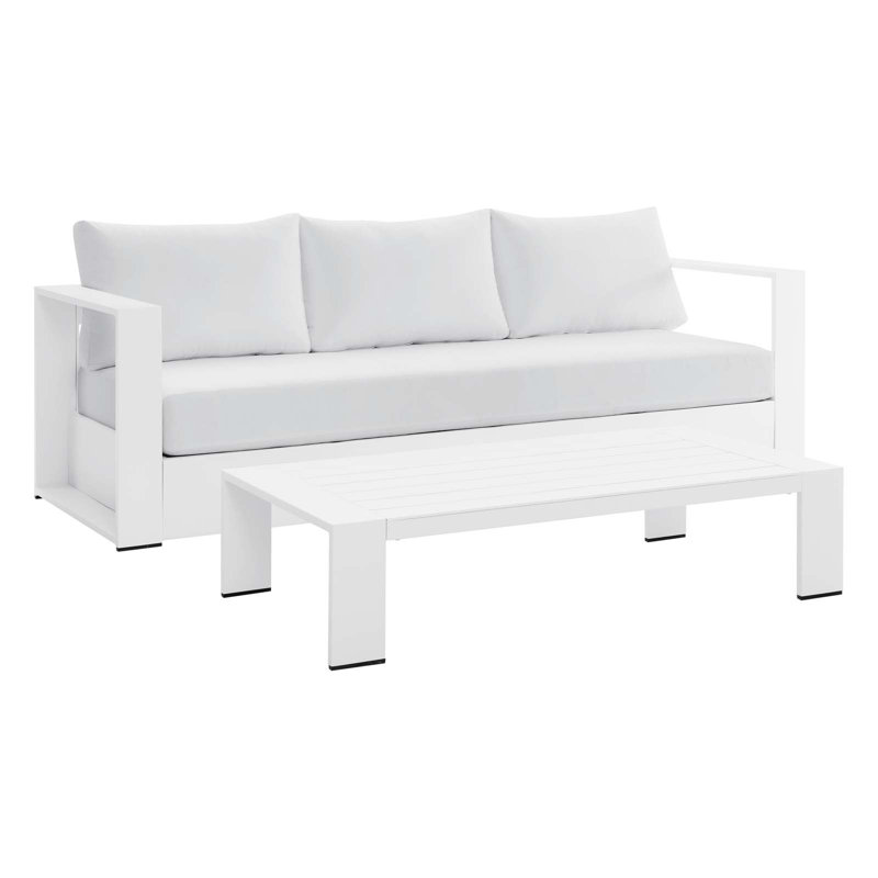 Ensemble de 2 pièces de patio en aluminium thermolaqué Tahoe par Modway, Blanc, Blanc