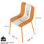 Ensemble de 4 chaises modernes en bloc de couleur, support en métal, siège en PP, assise confortable, visuel tendance, terrasse, balcon intérieur / extérieur à rayures avec blocs colorés en plastique et en beige, orange,-1935831500