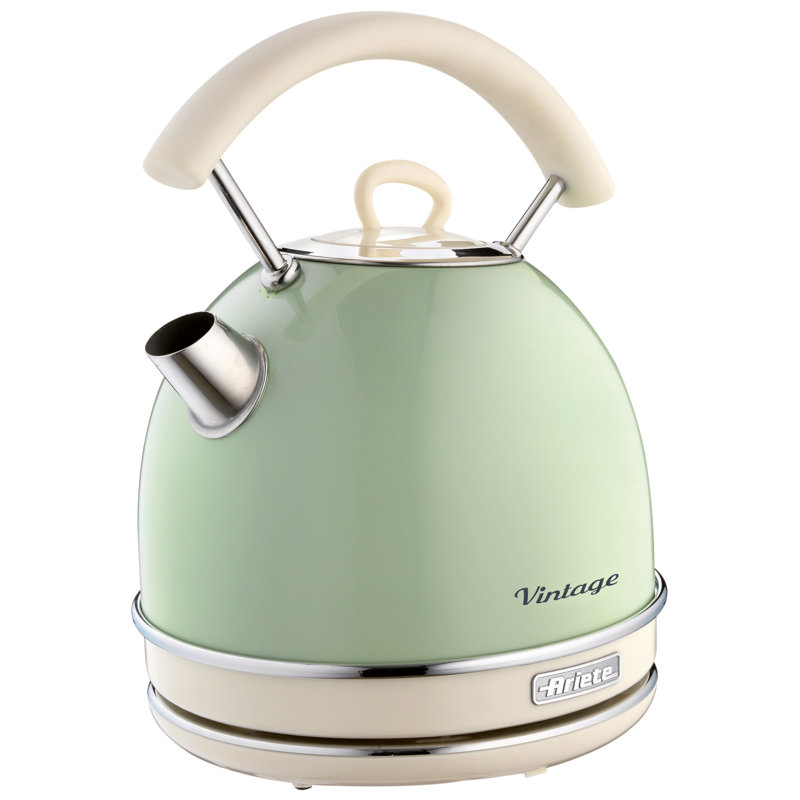 Ariete Vintage 1.7L Stainless Steel Dome Kettle with 2 Slice Toaster and 12 Cup Coffee Machine Set, Green