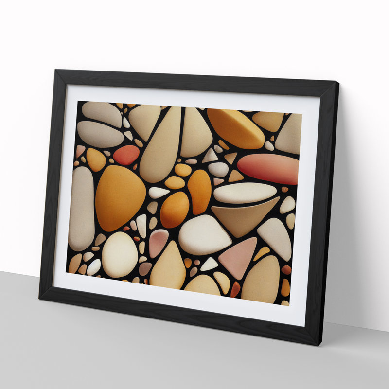 Ravishing River Pebbles - Single Picture Frame Print, 34cm H x 46cm W x 2cm D, Black Framed