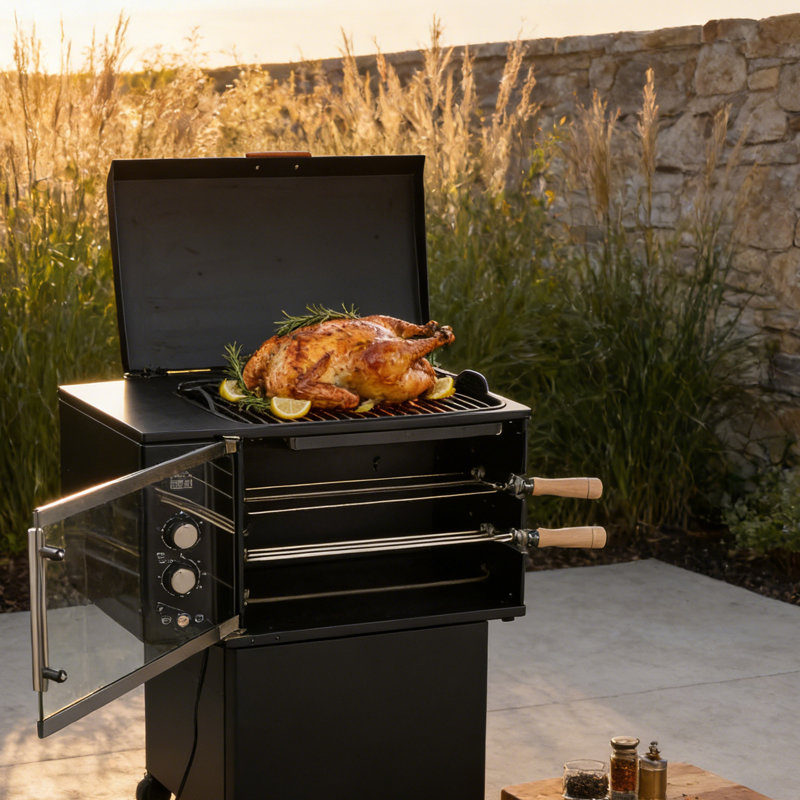 Rôtissoire électrique 32l avec double plaque chauffante et fonction barbecue, rotation automatique à 360 °, température et minuterie réglables, grille de comptoir intérieure de 1 800 W