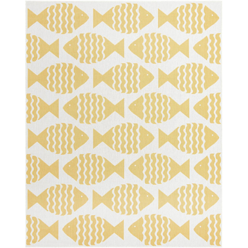 Contemporary Daitzman Area Rug Yellow Color, Rectangle 7'10" x 10'