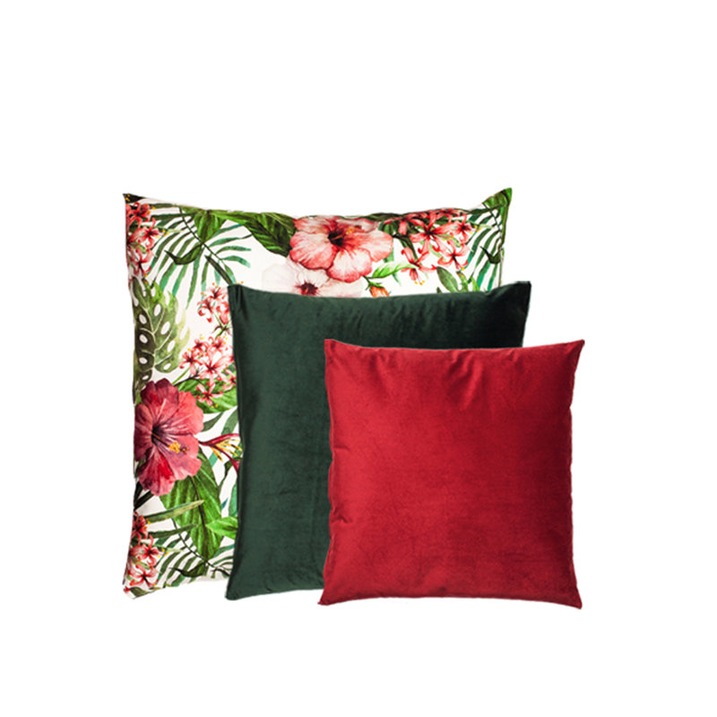 Lorene Square Cushion, Dark Green/Red, 50cm x 50cm