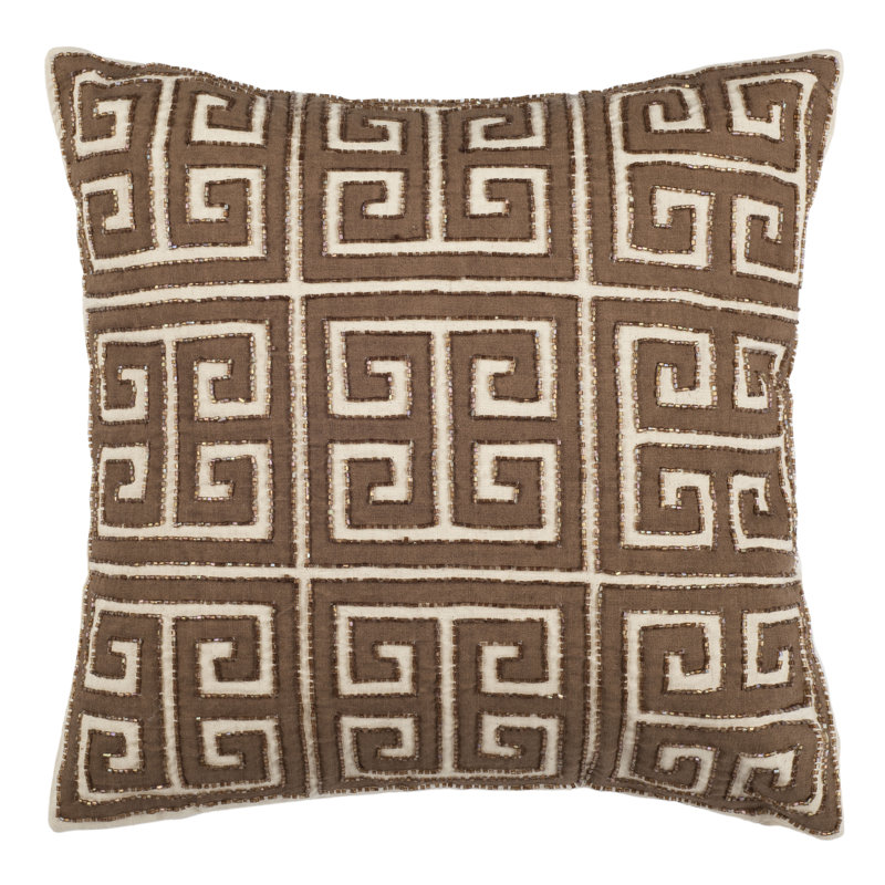 Square Embroidered Natural Hemp Throw Pillows Set
