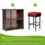 Ensemble de 3 tables de bar en rotin avec 2 tabourets coussinés turquoise-59049362-111465957