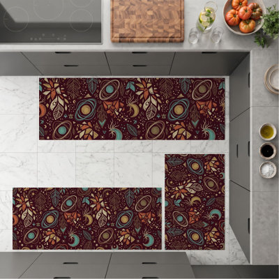 Tapis de cuisine floraux lavables antidérapants Mandala
