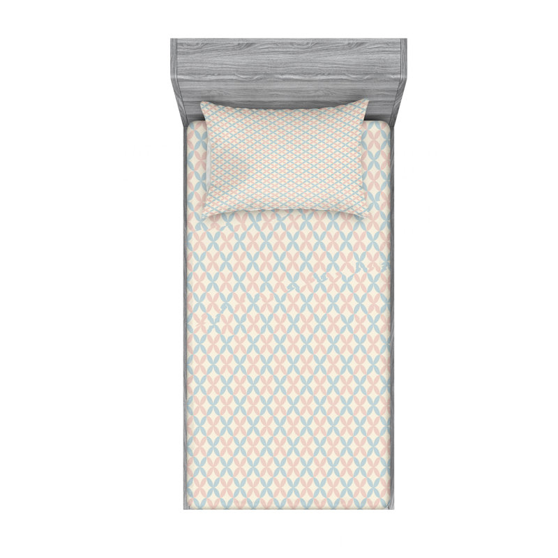 Microfiber Geometric Sheet Set, Twin XL Sheet Set with 1 Pillowcase
