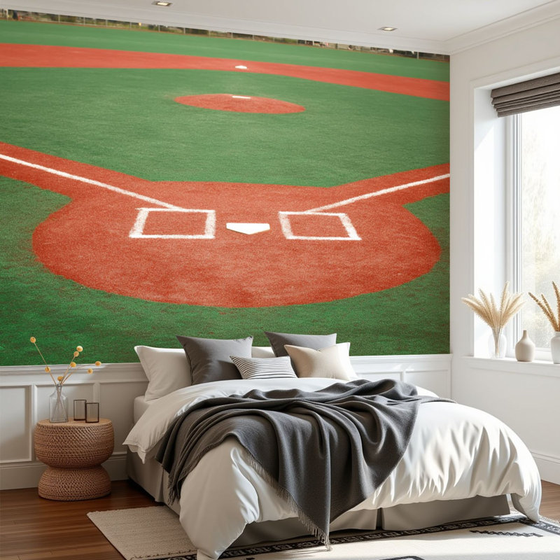 Papier peint adhésif autocollant amovible pour terrain de baseball, papier contact pour salle de bain H 69 po x l 96 po