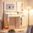 42" Fluted Vanity Desk with Mirror & Lights, Makeup Vanity with Storage Drawer & Glass Cabinet, 3 LED Light Modes, Power Outlet for Bedroom