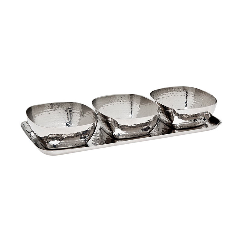 Ensemble de 4 plateaux et bols Godinger