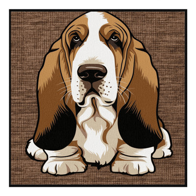 Washable Basset Hound Dogs Area Rug