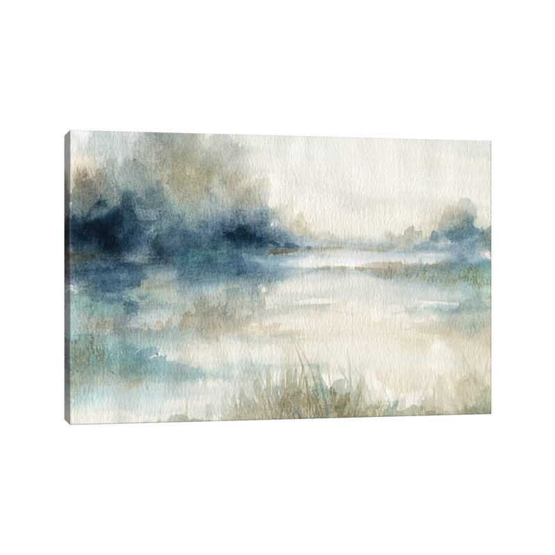 «Still Evening Waters II» par Carol Robinson - reproduction imprimée, Pas de tapis, H 26 po x l 40 po x 1,5 po, Toile tendue